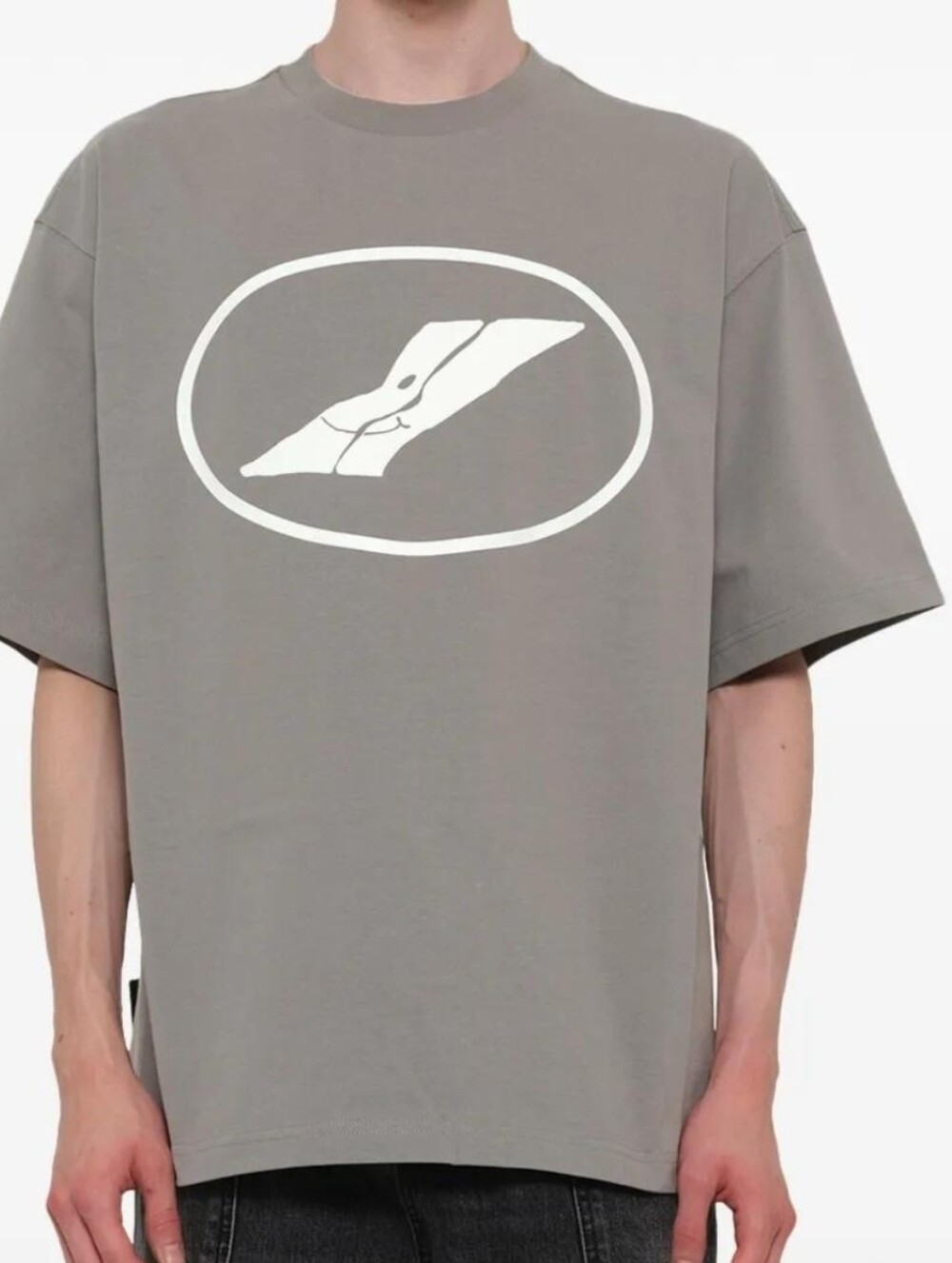 We11done ($370) Charcoal Grey Oversized Logo-Print Cotton T-Shirt